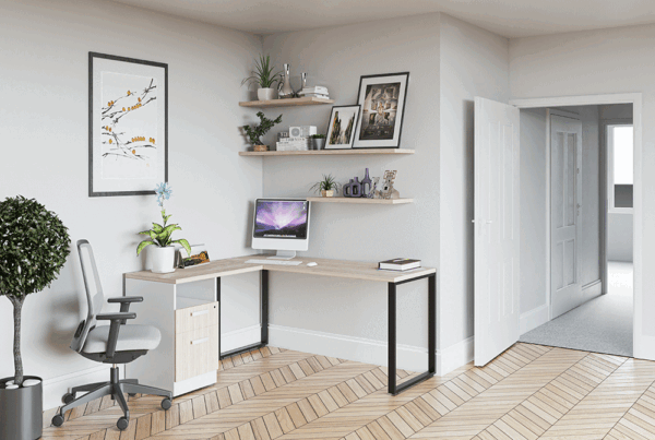 Escritorio Odesk, escritorio para home office, escritorio para casa, escritorio minimalista, escritorio moderno, escritorio con patas metálicas, escritorio con cajonera, muebles para home office