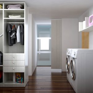 Mueble modular para cuarto de lavado, muebles modulares para áreas de servicio, clósets modulares, muebles para organización en el hogar.