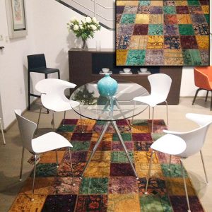 Tapete Mitra, tapetes persa, tapetes con tecnica patchwork, tapetes para sala, tapetes para comedor, accesorios para casa, tapetes para casa