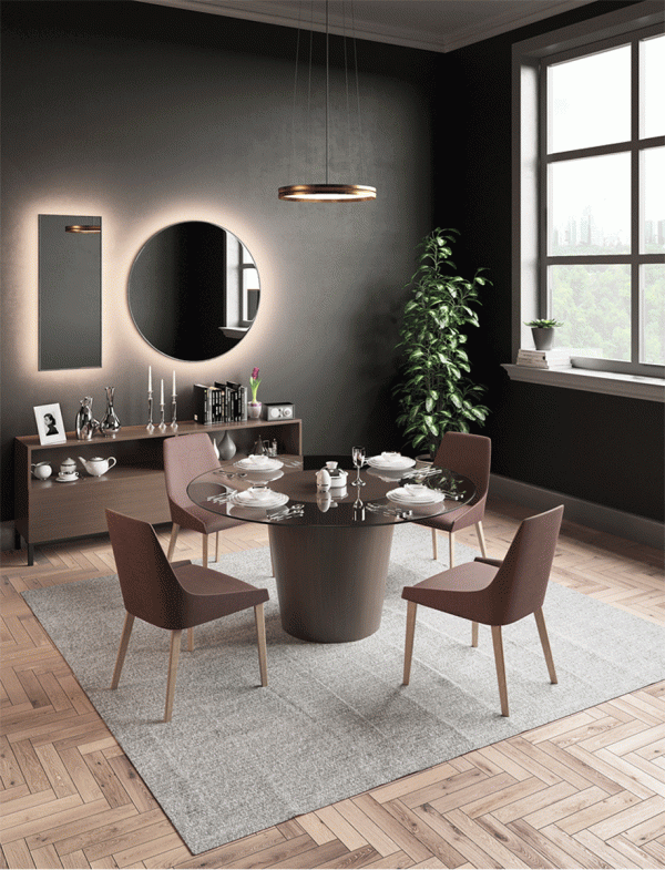 Mesa Alma de Muebles Cook, mesas para comedor, mesas con cubierta de cristal, mesas minimalistas, mesas modernas, mesas para comedor, muebles con cristal.